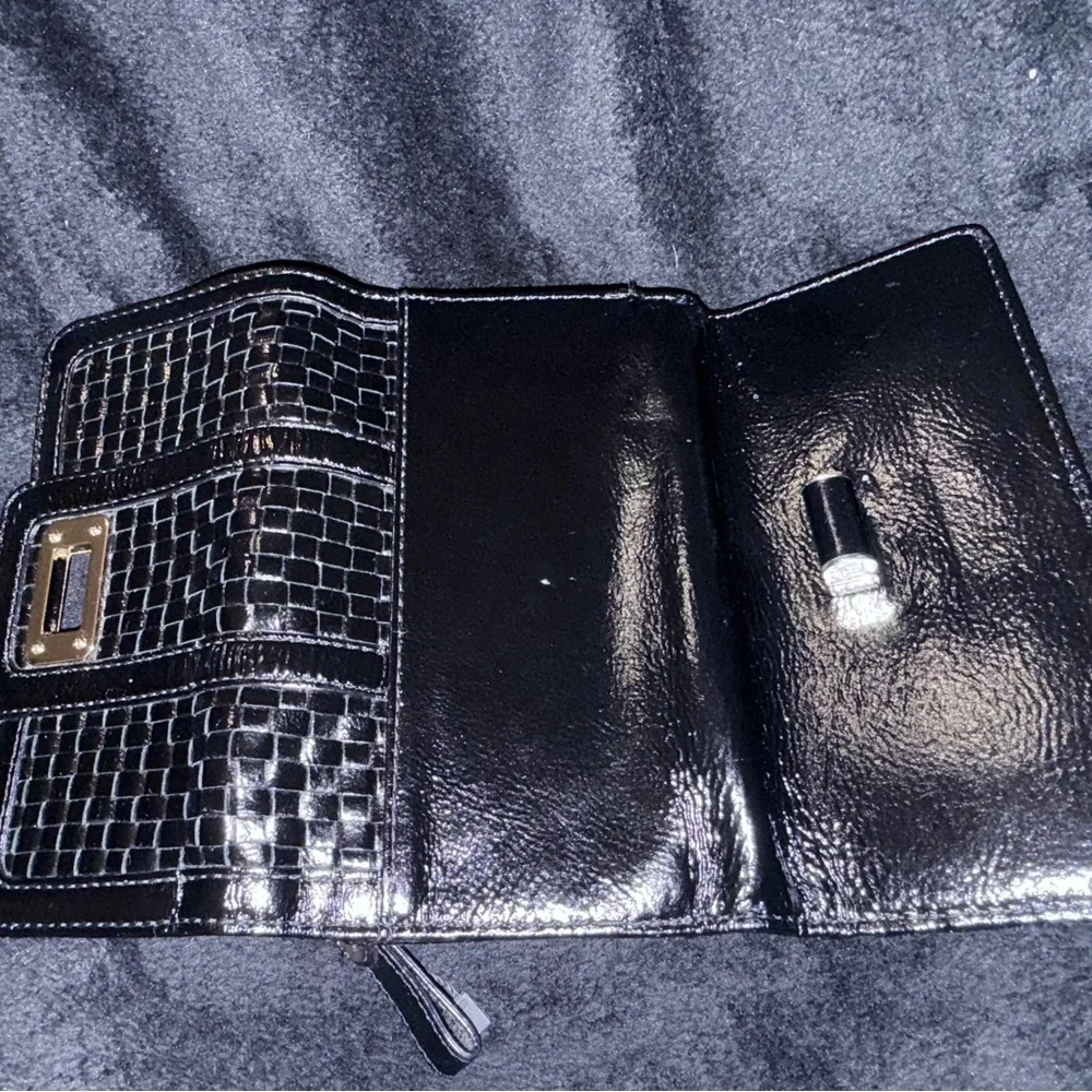 Elliott Lucca Black Cow Leather Clutch with Sliver Detail